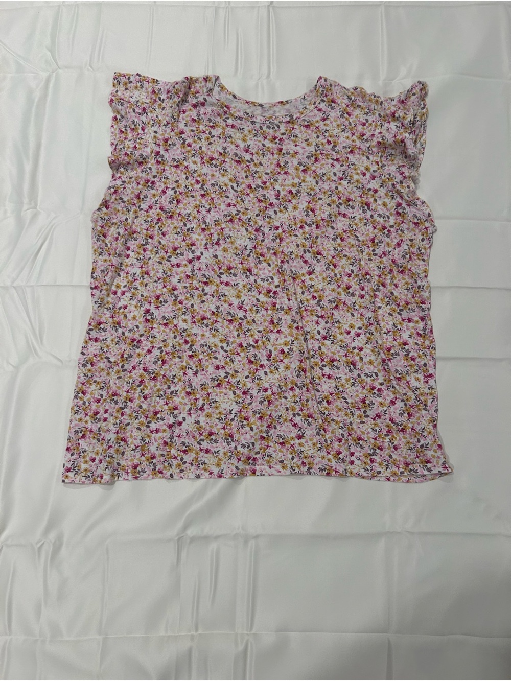torrid Pink Floral Ruffle Sleeve slub Jersey t-shirt